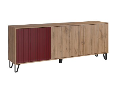 Тумба ТВ Милан-3 NEW (Дуб вотан/Бордо глянец)