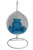 Кресло подвесное большое Кокон F-03 (Белый ротанг/Голубая подушка)