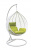 Кресло подвесное большое Кокон F-03 (Белый ротанг/Зеленая подушка)